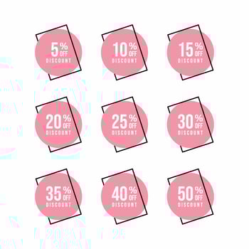 Percentage Off Stickers, Sale Tags, Red Sale Template, Labels, Discount, Icon Vector Illustration