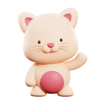 Cute cat 3d illustration png