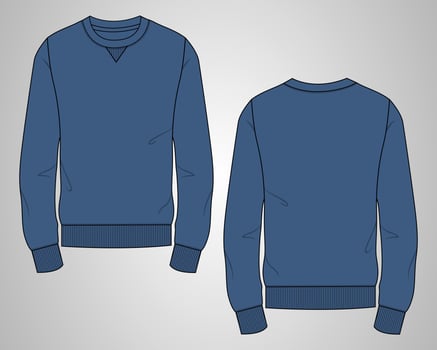 Long sleeve Sweatshirt technical fashion flat sketch vector illustration template