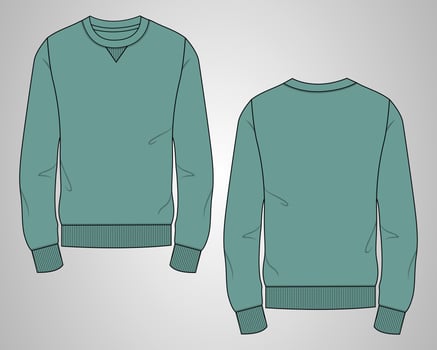 Long sleeve Sweatshirt technical fashion flat sketch vector illustration template
