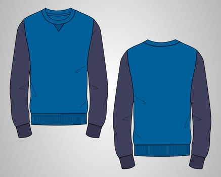 Long sleeve Sweatshirt technical fashion flat sketch vector illustration template
