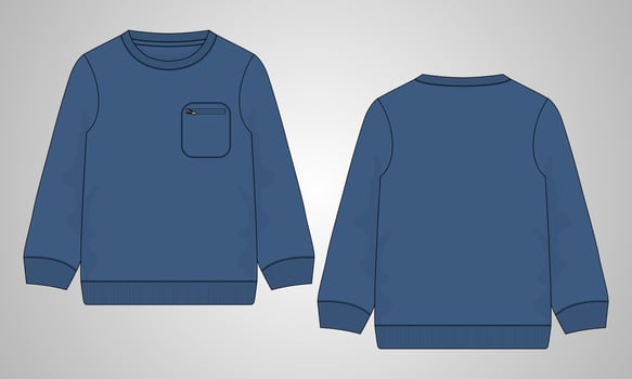 Long sleeve Sweatshirt technical fashion flat sketch vector illustration template