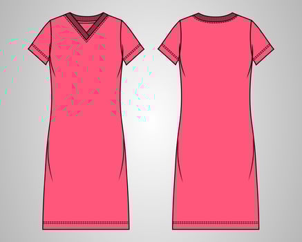 Long sleeve Slim fit knee length dress design vector illustration template for ladies.