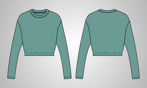 Long sleeve t shirt tops blouse vector illustration template for womens