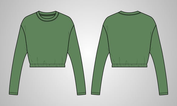 Long sleeve t shirt tops blouse vector illustration template for womens