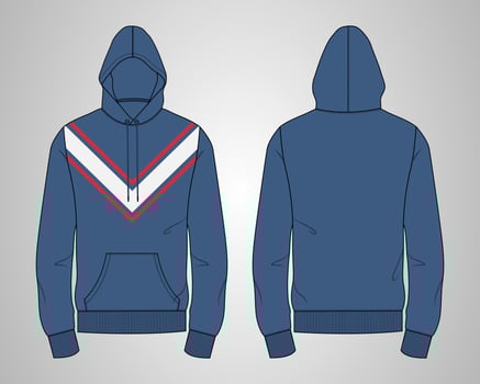 Long sleeve hoodie technical fashion flat sketch vector illustration template