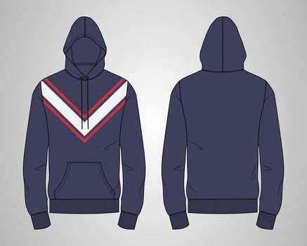 Long sleeve hoodie technical fashion flat sketch vector illustration template