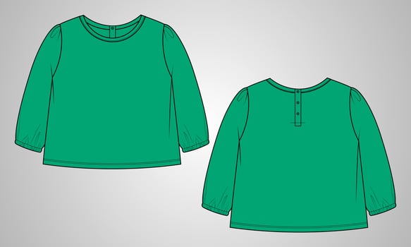 Long sleeve t shirt tops blouse vector illustration template for baby girls.