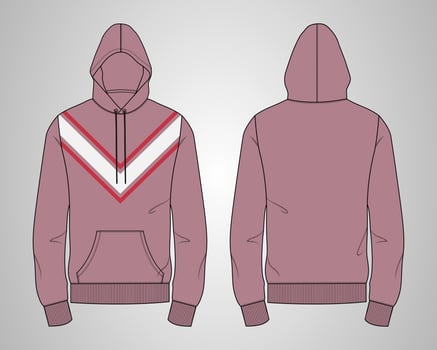 Long sleeve hoodie technical fashion flat sketch vector illustration template
