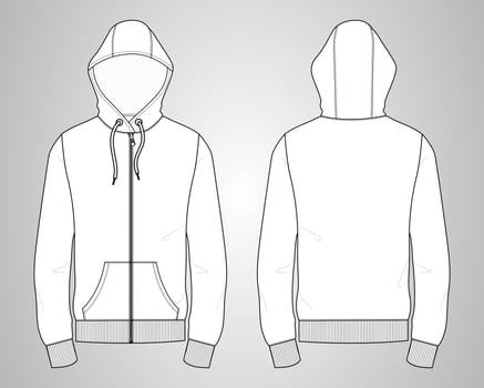 Long sleeve hoodie technical fashion flat sketch vector illustration template