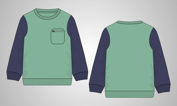 Long sleeve Sweatshirt technical fashion flat sketch vector illustration template