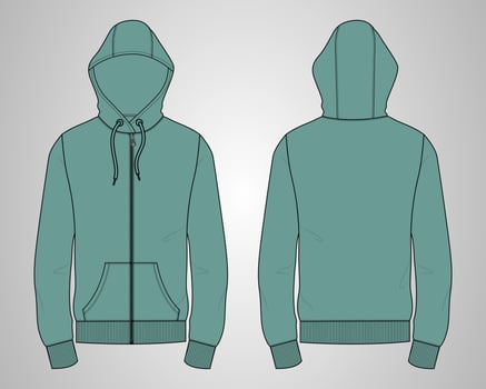 Long sleeve hoodie technical fashion flat sketch vector illustration template