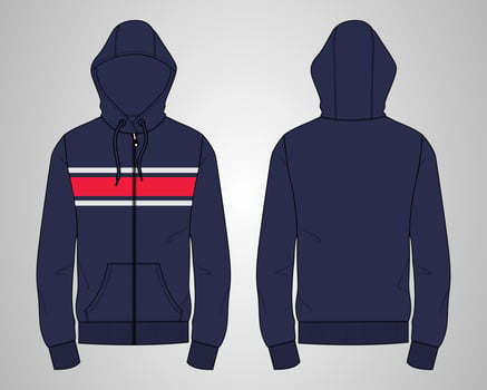 Long sleeve hoodie technical fashion flat sketch vector illustration template