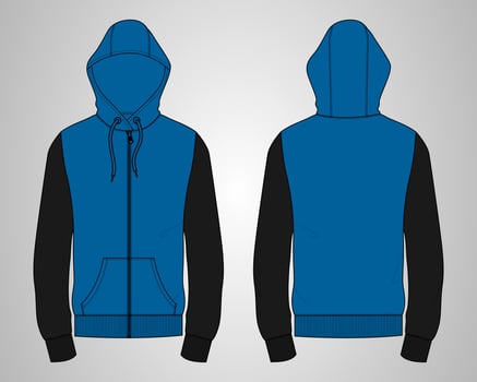 Long sleeve hoodie technical fashion flat sketch vector illustration template