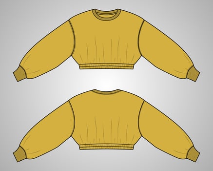 Long sleeve sweatshirt technical fashion flat sketch vector illustration template for ladies