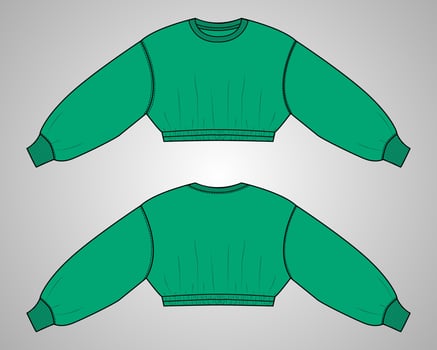 Long sleeve sweatshirt technical fashion flat sketch vector illustration template for ladies