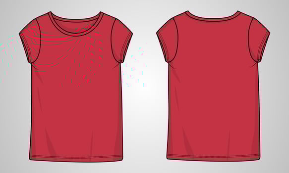 Short sleeve t shirt tops technical fashion flats vector illustration template for ladies