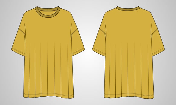 Oversized T shirt Tops Blouse technical fashion flat sketch vector illustration template for ladies