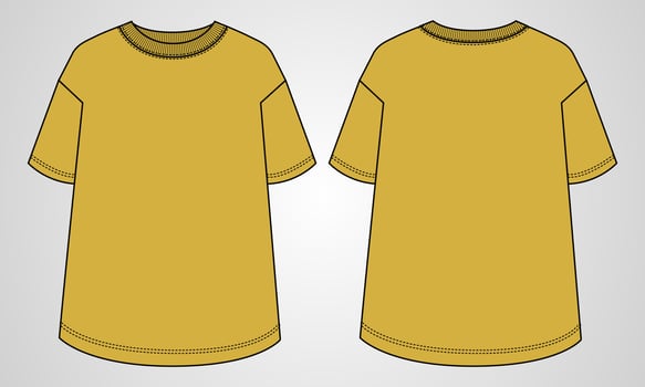 Short sleeve t shirt tops technical fashion flats vector illustration template for ladies