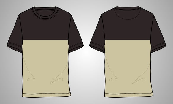 Short sleeve t shirt technical fashion flat sketch vector illustration template front and back views