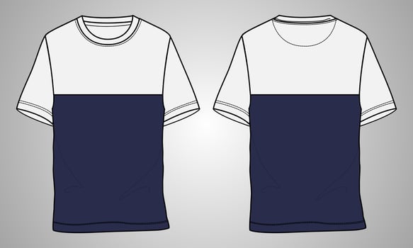Short sleeve t shirt technical fashion flat sketch vector illustration template front and back views