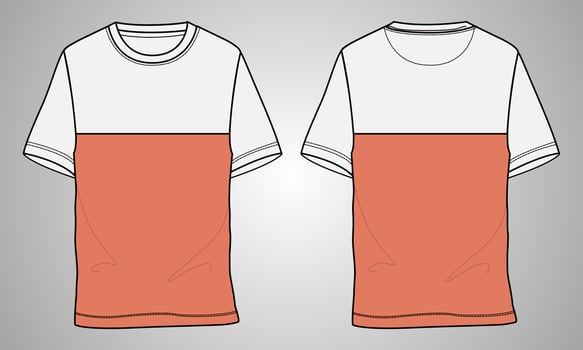 Short sleeve t shirt technical fashion flat sketch vector illustration template front and back views