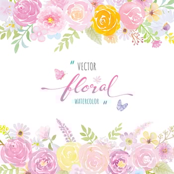 watercolor hand painted illustration Beautiful Rose Flower botanical leaf and butterfly for love wedding valentines day or arrangement invitation design greeting card vector