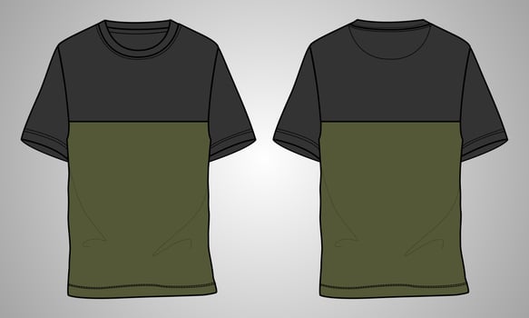 Short sleeve t shirt technical fashion flat sketch vector illustration template front and back views