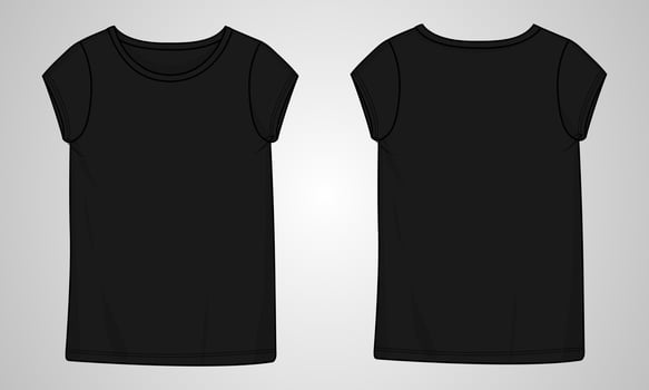 Short sleeve t shirt tops technical fashion flats vector illustration template for ladies