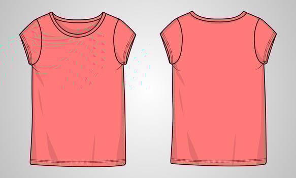 Short sleeve t shirt tops technical fashion flats vector illustration template for ladies