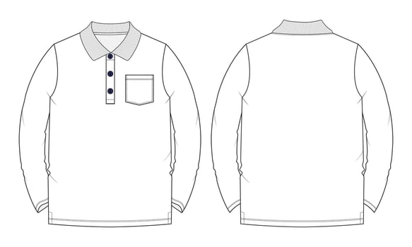 Long sleeve polo shirt vector illustration template