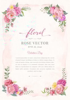 Rose Flower and botanical leaf digital painted illustration vector