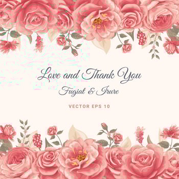 Rose Flower and botanical leaf digital painted illustration vector