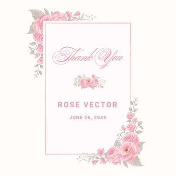 Rose Flower and botanical leaf digital painted illustration vector