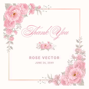 Rose Flower and botanical leaf digital painted illustration vector