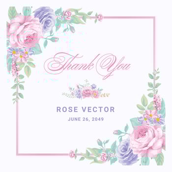 Rose Flower and botanical leaf digital painted illustration vector