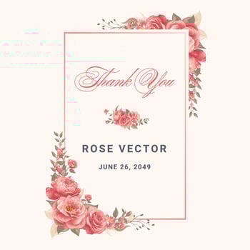 Rose Flower and botanical leaf digital painted illustration vector