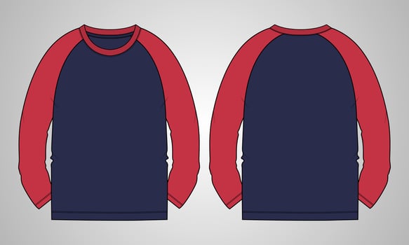 Two tone color long sleeve t shirt vector illustration navy color template.