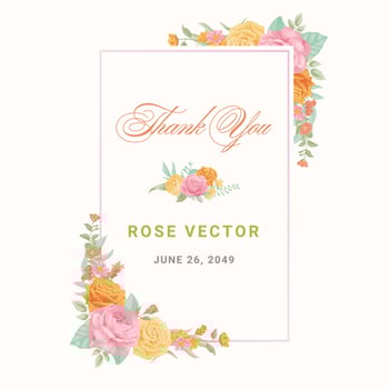 Rose Flower and botanical leaf digital painted illustration vector