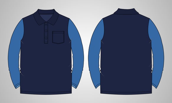 Long sleeve polo shirt vector illustration template