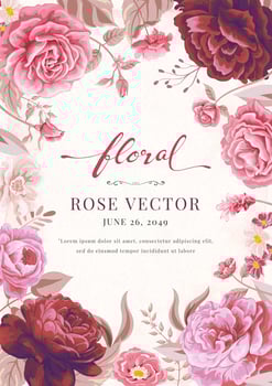 Rose Flower and botanical leaf digital painted illustration vector