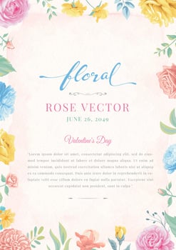 Rose Flower and botanical leaf digital painted illustration vector