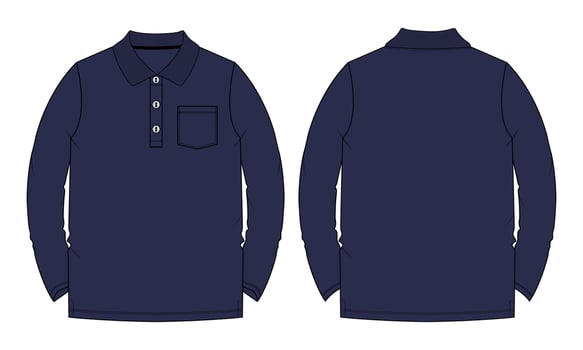 Long sleeve polo shirt vector illustration template