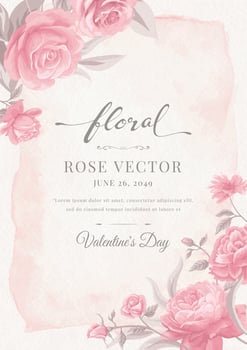 Beautiful Rose Flower and botanical leaf digital painted illustration for love wedding valentines day or arrangement invitation design greeting card vector