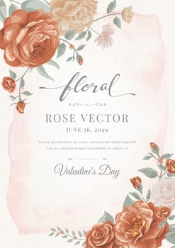 Beautiful Rose Flower and botanical leaf digital painted illustration for love wedding valentines day or arrangement invitation design greeting card vector