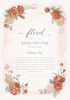 Beautiful Rose Flower and botanical leaf digital painted illustration for love wedding valentines day or arrangement invitation design greeting card vector