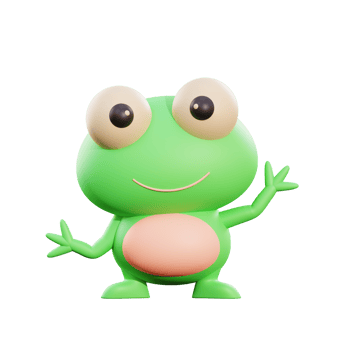 Cute frog 3d illustration png