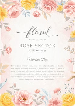 Beautiful Rose Flower and botanical leaf digital painted illustration for love wedding valentines day or arrangement invitation design greeting card vector