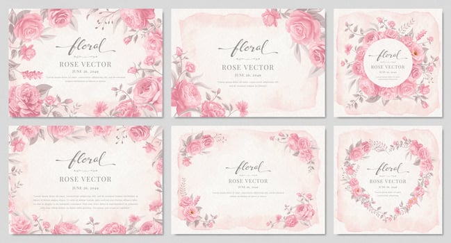 Collection set Beautiful Rose Flower and botanical leaf digital painted illustration for love wedding valentines day or arrangement invitation design greeting card vector