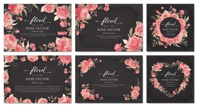 Collection set Beautiful Rose Flower and botanical leaf digital painted illustration for love wedding valentines day or arrangement invitation design greeting card vector